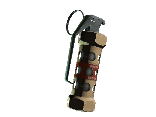 A decoy grenade indicated with a red band around it